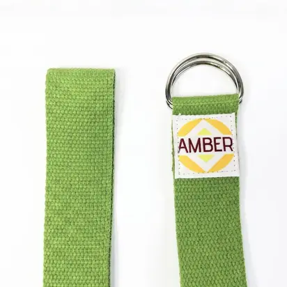 Ремінь для йоги з D-пряжкою Amber зелений 183×3.8 см