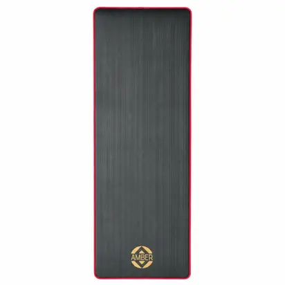 Килимок для фітнесу та пілатесу Urban Fit Canvas чорний з червоною окантовкою 183×61×1.5 см Amber