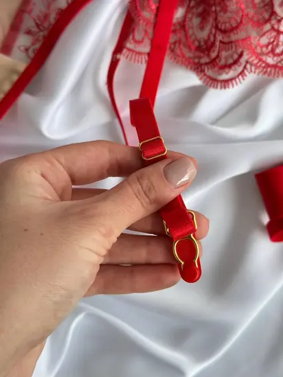 Мереживний комплект жіночої нижньої білизни червоний (DO2932/1)