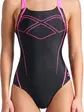 Купальник Arena GRAPHIC SWIMSUIT SWIM PRO BACK, чорний з рожевим