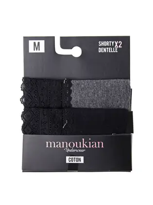 Труси Manoukian SHORTY-X2 -FEMME чорний, сірий L