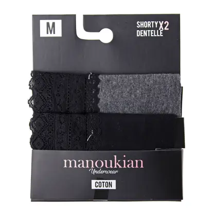 Труси Manoukian SHORTY-X2 -FEMME чорний, сірий L