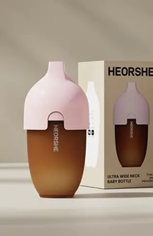 Пляшечка антиколікова силіконова HEORSHE, 240 мл, рожевий