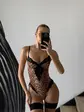 Спокусливий леопардовий боді з мереживом (DO3240)