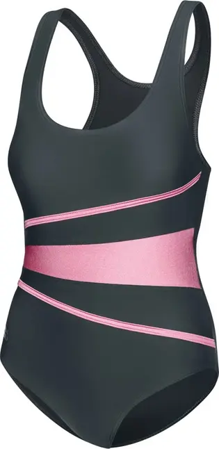 Купальник закритий для жінок Aqua Speed Swimsuit STELLA LADY 62961 темно-сірий, рожевий (299-
