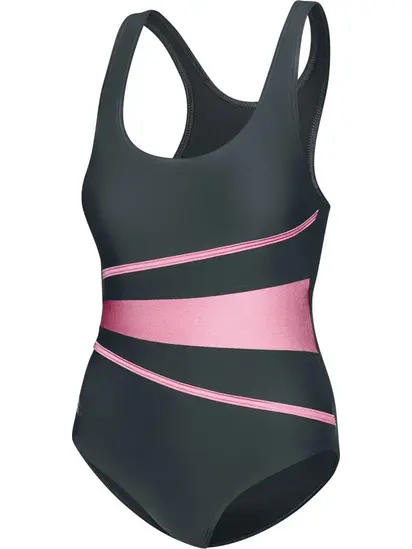 Купальник закритий для жінок Aqua Speed Swimsuit STELLA LADY 62961 темно-сірий, рожевий (299-