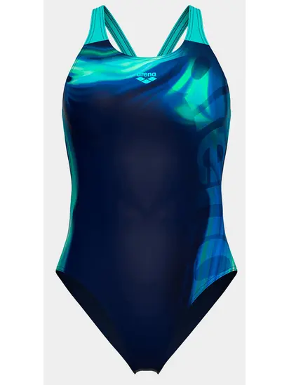Купальник Arena DREAMHLINE SWIMSUIT V BACK, темно-синій з бірюзовим