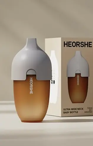 Пляшечка антиколікова силіконова HEORSHE, 240 мл, сірий