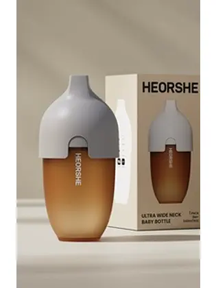 Пляшечка антиколікова силіконова HEORSHE, 240 мл, сірий