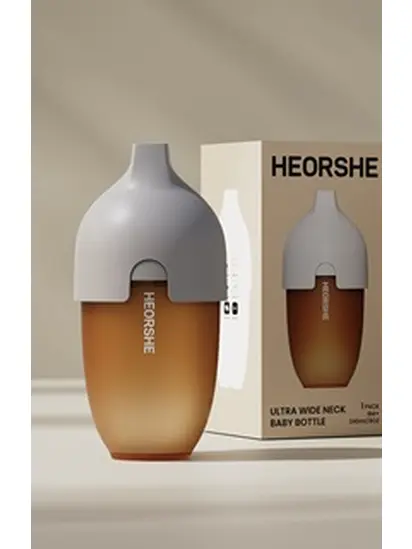 Пляшечка антиколікова силіконова HEORSHE, 240 мл, сірий