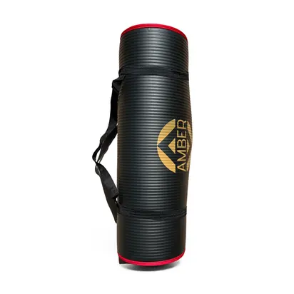 Килимок для фітнесу та пілатесу Urban Fit Canvas чорний з червоною окантовкою 183×61×1.5 см Amber
