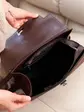 Сумка «Габриэль» зі вставкою з натуральної замші шоколадна
