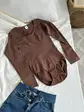 Коричневий коригуючий боді із довгими рукавами