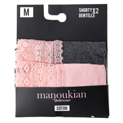 Труси Manoukian SHORTY-X2 -FEMME темно-сірий, рожевий L