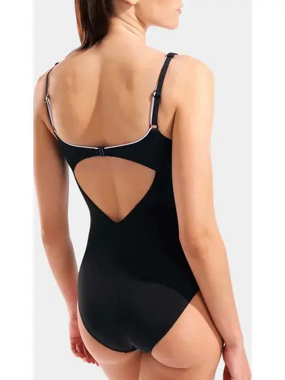 Купальник закритий для жінок Arena CLIP BACK SWIMSUIT SOLID B чорний, білий