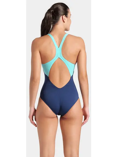 Купальник Arena DREAMHLINE SWIMSUIT V BACK, темно-синій з бірюзовим