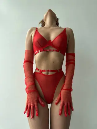 Спокусливий комплект жіночої нижньої білизни червоний (DO2386/2)