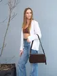 Замшева жіноча сумка «Virginia» шоколадна