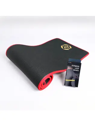 Набір для пілатесу та домашніх тренувань: килимок Urban Fit Amber 15 мм + фітнес-резинки