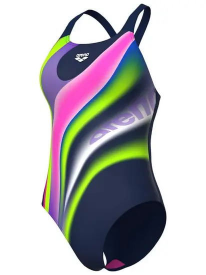 Купальник закритий для жінок Arena WATER FLUIDS SWIMSUIT SWIM PRO темно-синій, рожевий, салатовий Жі