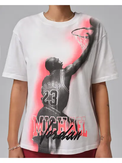 Футболка Jordan W SPT DF SS GFX TEE HTG, білий з червоним