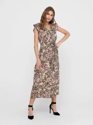 Сукня ONLFAVE S/L MAXI DRES 15213817 Black ONLY Бежевий