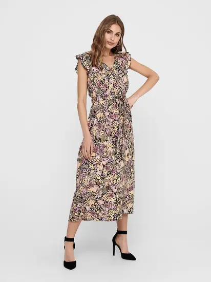Сукня ONLFAVE S/L MAXI DRES 15213817 Black ONLY Бежевий