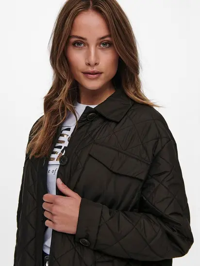 Пальто ONLTANZIA LONG QUILTED SHACKET CC OTW ONLY M Чорний