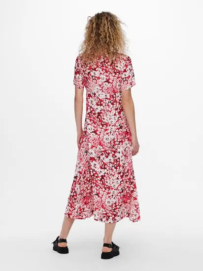 Сукня ONLENOLA S/S MIDI DRESS WVN 15230958 High Risk Red-CRUISE FLORAL ONLY S Червоний