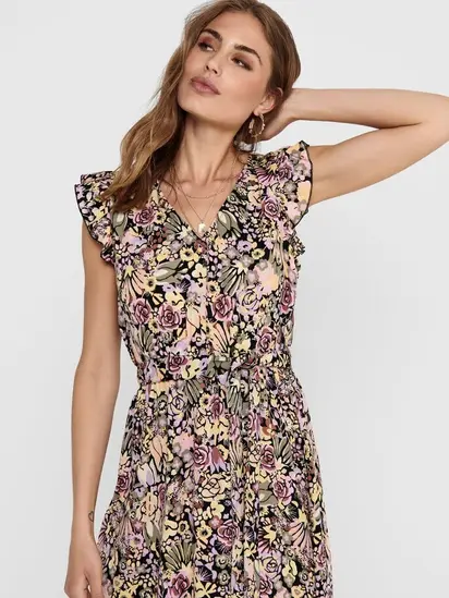 Сукня ONLFAVE S/L MAXI DRES 15213817 Black ONLY Бежевий