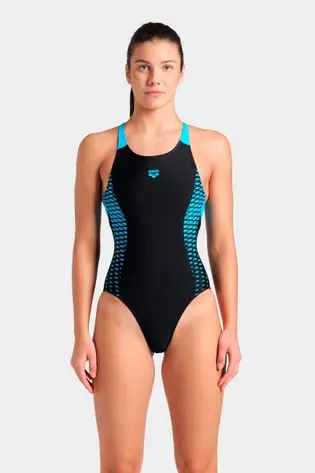 Купальник закритий для жінок Arena OPENINGS SWIMSUIT V BACK LB чорно-бірюзовий