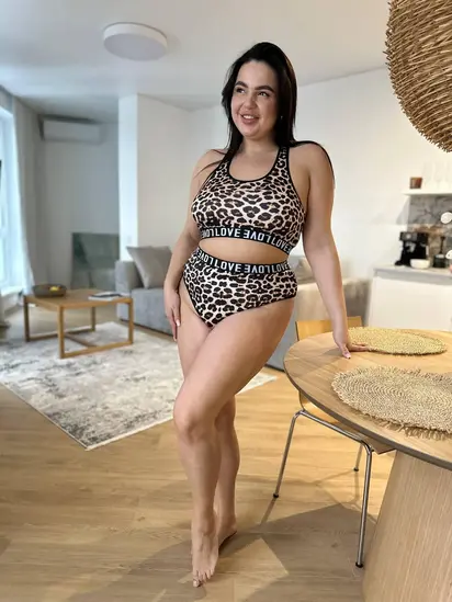 Повсякденний комплект жіночої спідньої білизни plus size леопардовий