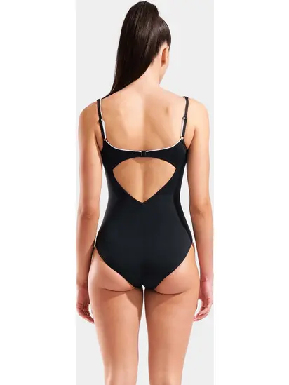 Купальник закритий для жінок Arena CLIP BACK SWIMSUIT SOLID B чорний, білий