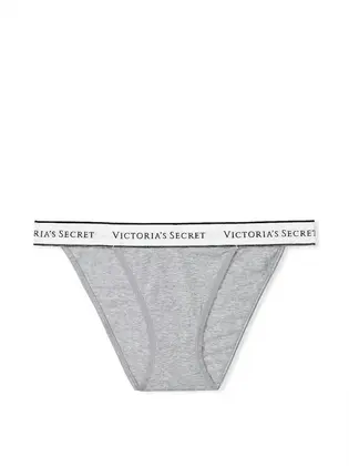 Труси Logo Cotton Tanga Panty, сірий з білим