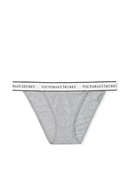 Труси Logo Cotton Tanga Panty, сірий з білим