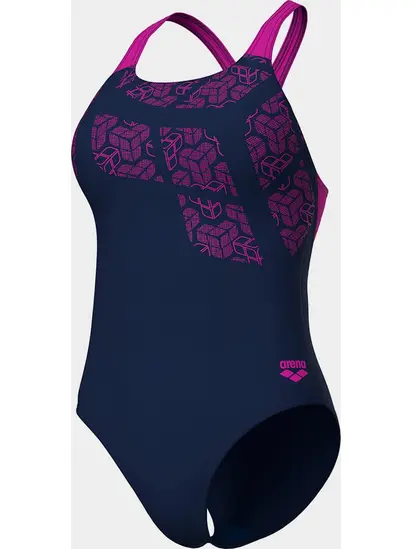 Купальник закритий для жінок Arena KIKKO SWIMSUIT SWIM PRO BACK синій, рожевий
