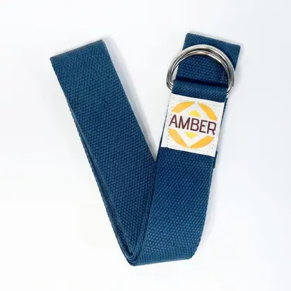 Ремінь для йоги Amber з D-пряжкою петроль 183×3.8 см