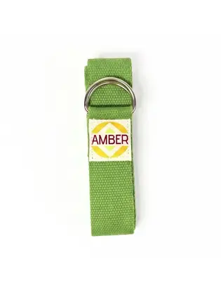 Ремінь для йоги з D-пряжкою Amber зелений 183×3.8 см
