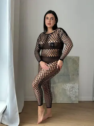 Чорний еротичний бодістокінг PLUS SIZE