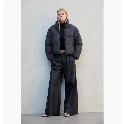 Пуховик жіночий H&M Short Puffer Jacket Grey XS