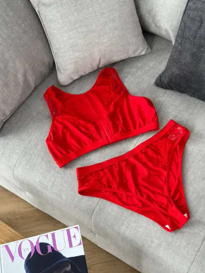 Елегантний червоний комплект білизни для дівчат Plus Size