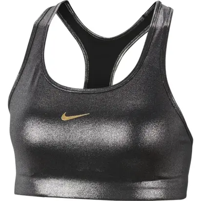 Топ Nike W NK SWOOSH ICNCLSH SHMR BRA, чорний з сріблястим