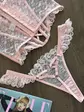 Рожевий мереживний комплект білизни з корсетом