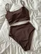 Купальник з топом та високими трусиками, шоколадний