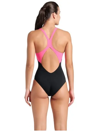 Купальник Arena DREAMHLINE SWIMSUIT V BACK, чорний з рожевим