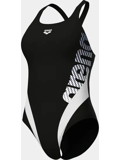 Купальник закритий для жінок Arena STRIPEFLO SWIMSUIT SWIM PRO BA чорний, білий