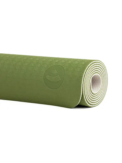 Килимок для йоги TPE Flow Bodhi 183x60x0.5 см оливковий/піщаний