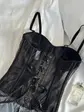 Чорний жіночий корсет на зав'язках (DO3996)