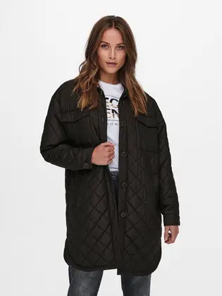 Пальто ONLTANZIA LONG QUILTED SHACKET CC OTW ONLY M Чорний