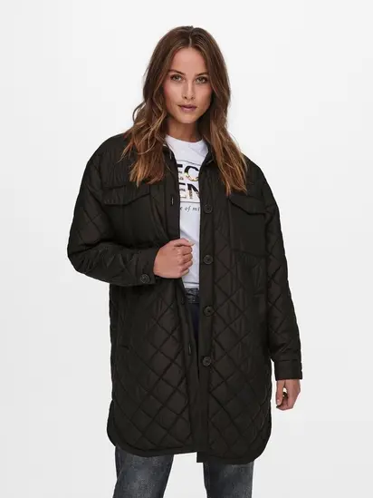 Пальто ONLTANZIA LONG QUILTED SHACKET CC OTW ONLY M Чорний